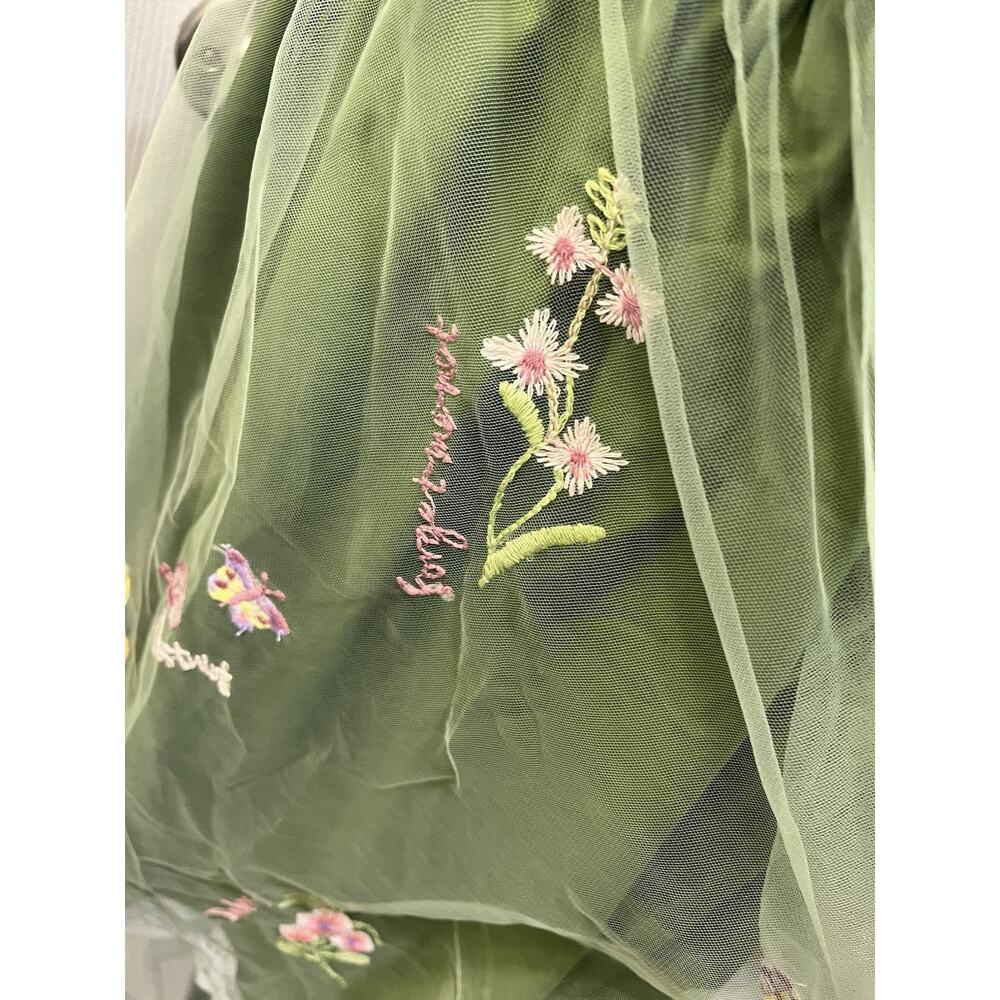 Green Tulle Embroider Floral Lined Fairy Garden Wedding/Prom Dress Plus NWT XXL - Picture 7 of 15